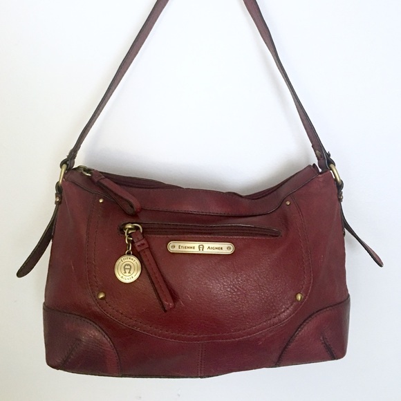 Etienne Aigner Leather Purse | Burgundy/Maroon - Picture 1 of 2
